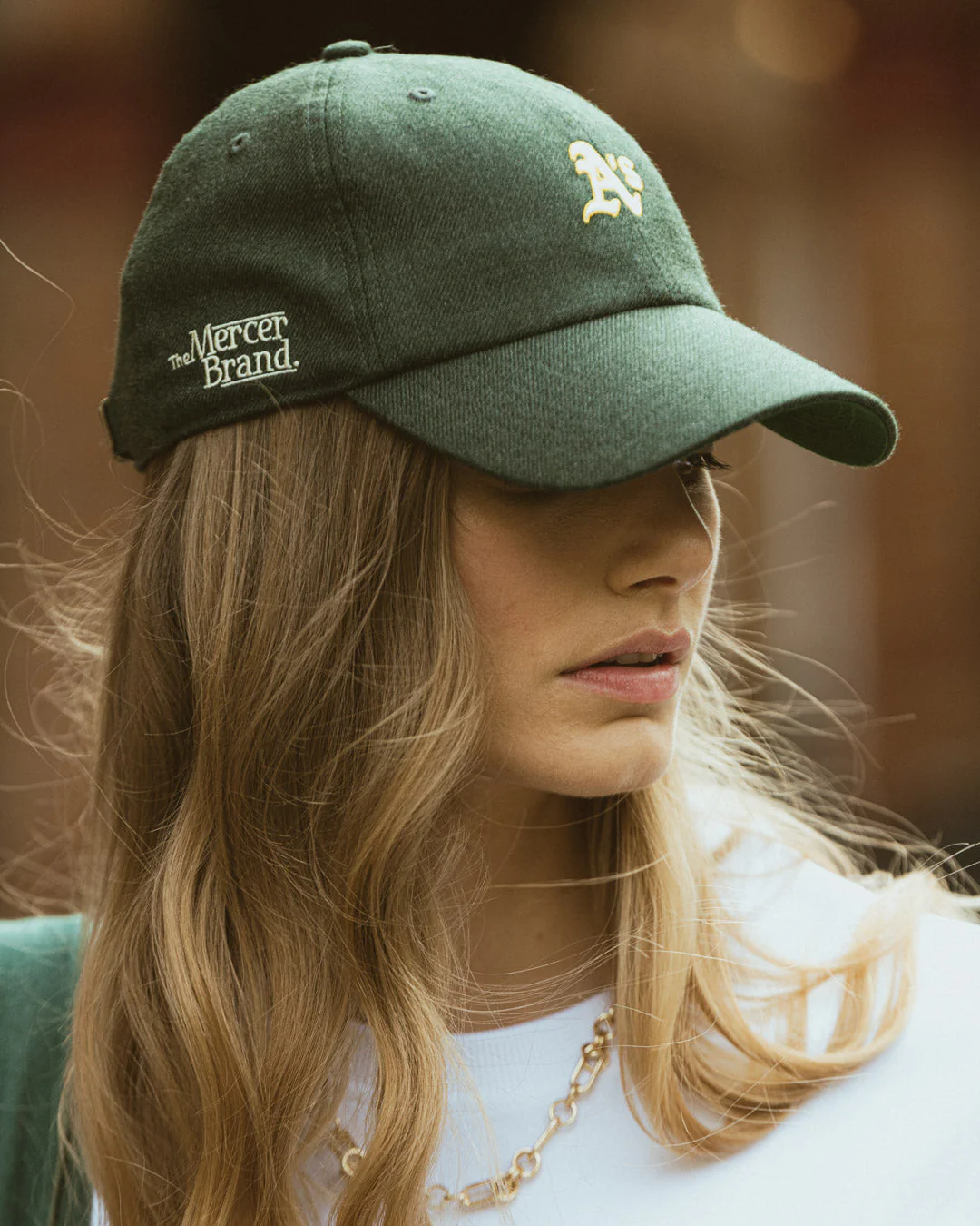 The Mercer Cashmere Athletics cap | Dark Green - Image 3