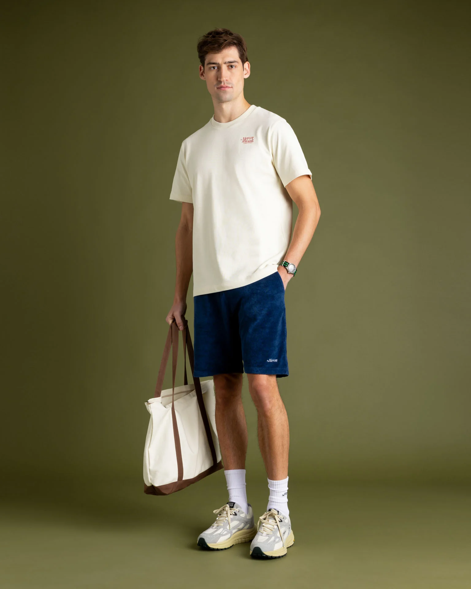 The Mercer Canvas Bag | White/Brown - Image 3