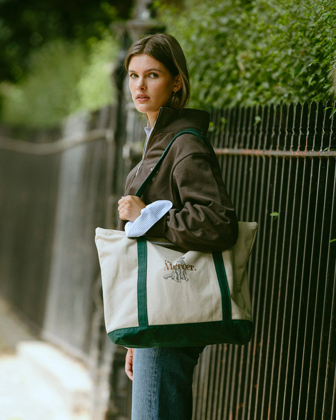 The Mercer Canvas Bag | White/Green - Image 3