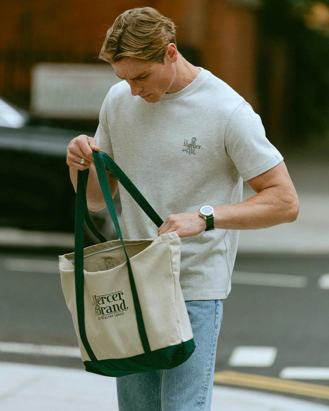 The Mercer Canvas Bag | White/Green - Image 7