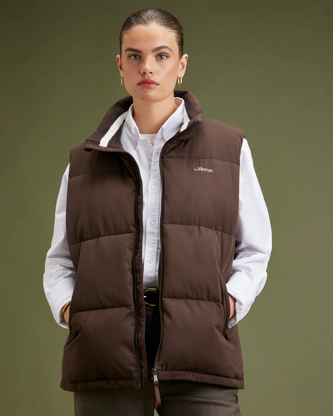 The Mercer Puffer Bodywarmer | Brown - Image 8