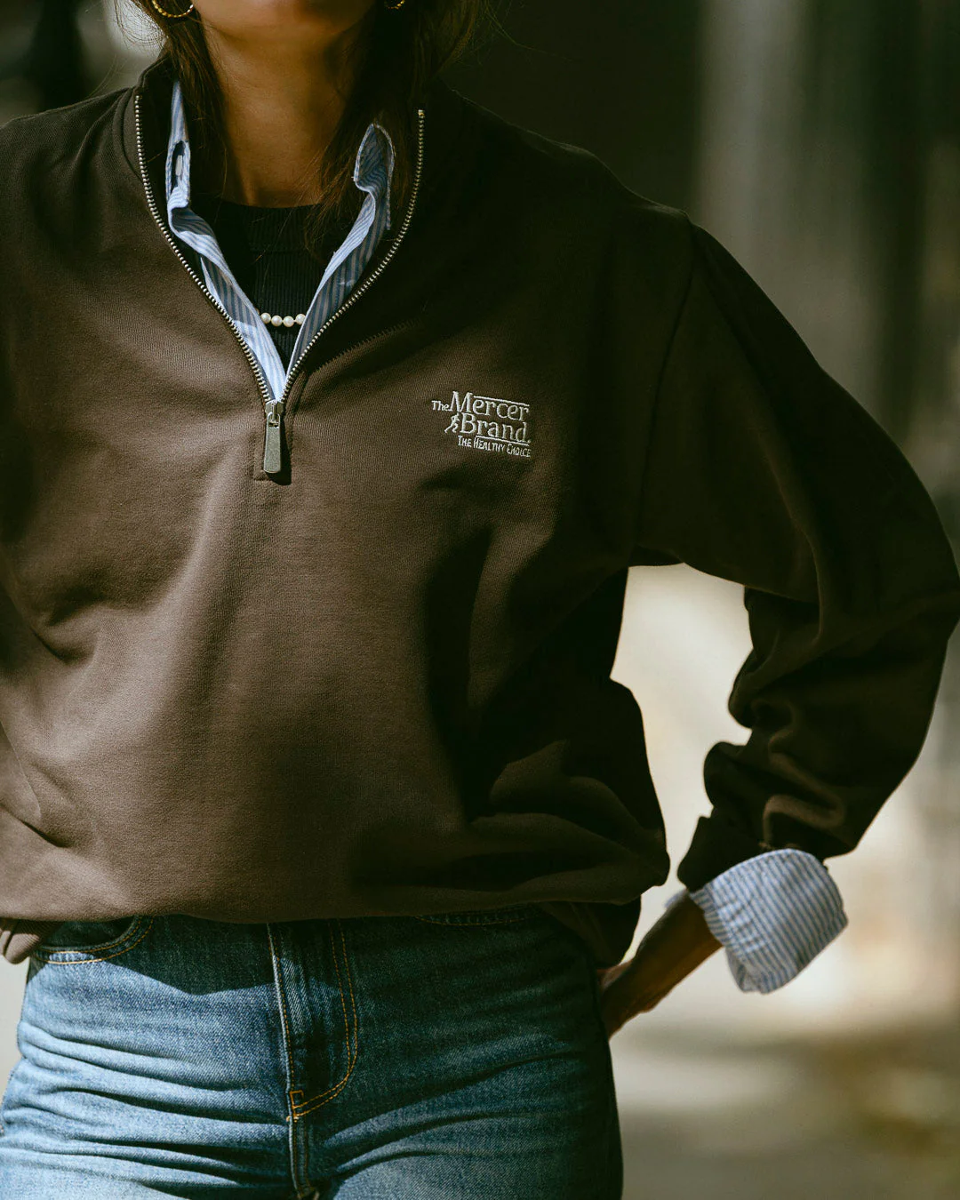 The Mercer Quarter Zip | Brown - Image 4