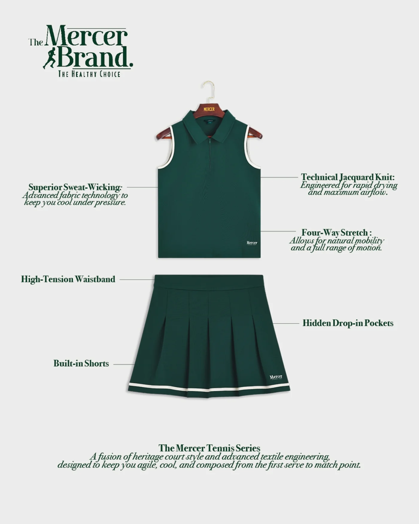 The Mercer Tennis Skirt | Green - Image 7